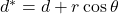 d^*=d+r\cos\theta