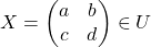 X= \begin{pmatrix} a& b\\ c & d \end{pmatrix} \in U