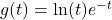 g(t) = \ln(t)e^{-t}