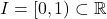 I = [0,1) \subset \mathbb{R}