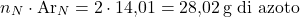 \[ n_N \cdot \text{Ar}_N = 2 \cdot \text{14,01} = \text{28,02} \, \text{g di azoto} \]